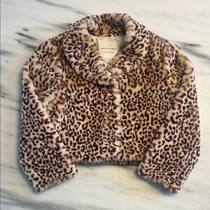 Janie and Jack Animal Print Faux Fur Kids Jacket size 7-8 Girls